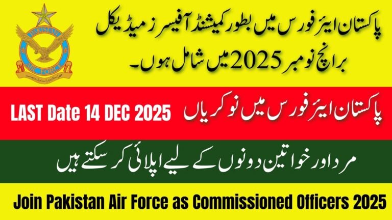 Pakistan Air Force as Commissioned Officers 2025