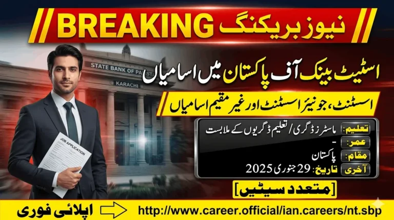 State Bank Of Pakistan SBP Jobs 2025 feature image showing career opportunities for Assistant, Junior Assistant, and other positions with eligibility, application deadline, and online apply details in Pakistan.
