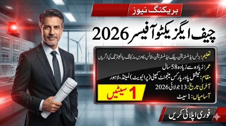 NPPMCL Jobs 2026 feature image for Chief Executive Officer vacancy showing eligibility, age limit, last date, and application details in Urdu.