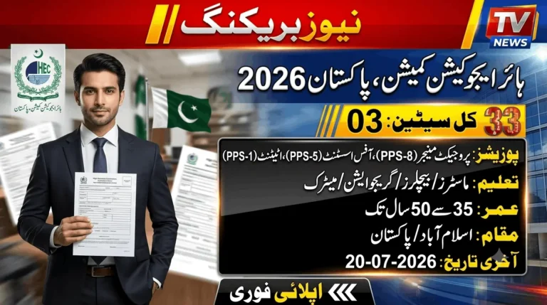 HEC Jobs 2026 featured image showing Higher Education Commission Pakistan job update for Project Manager, Office Assistant and Attendant vacancies.